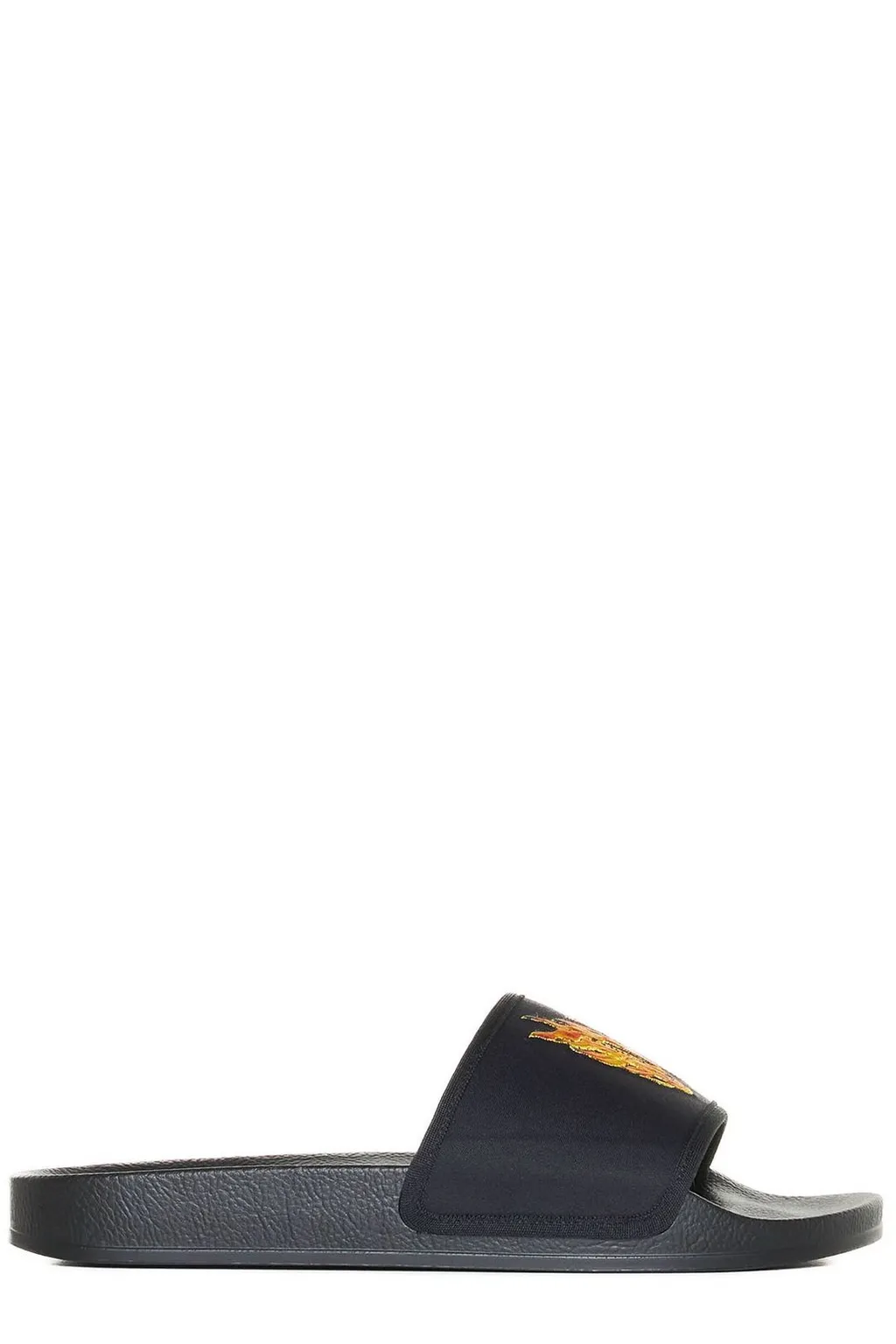 Palm Angels Flame Monogram Printed Round Toe Slides