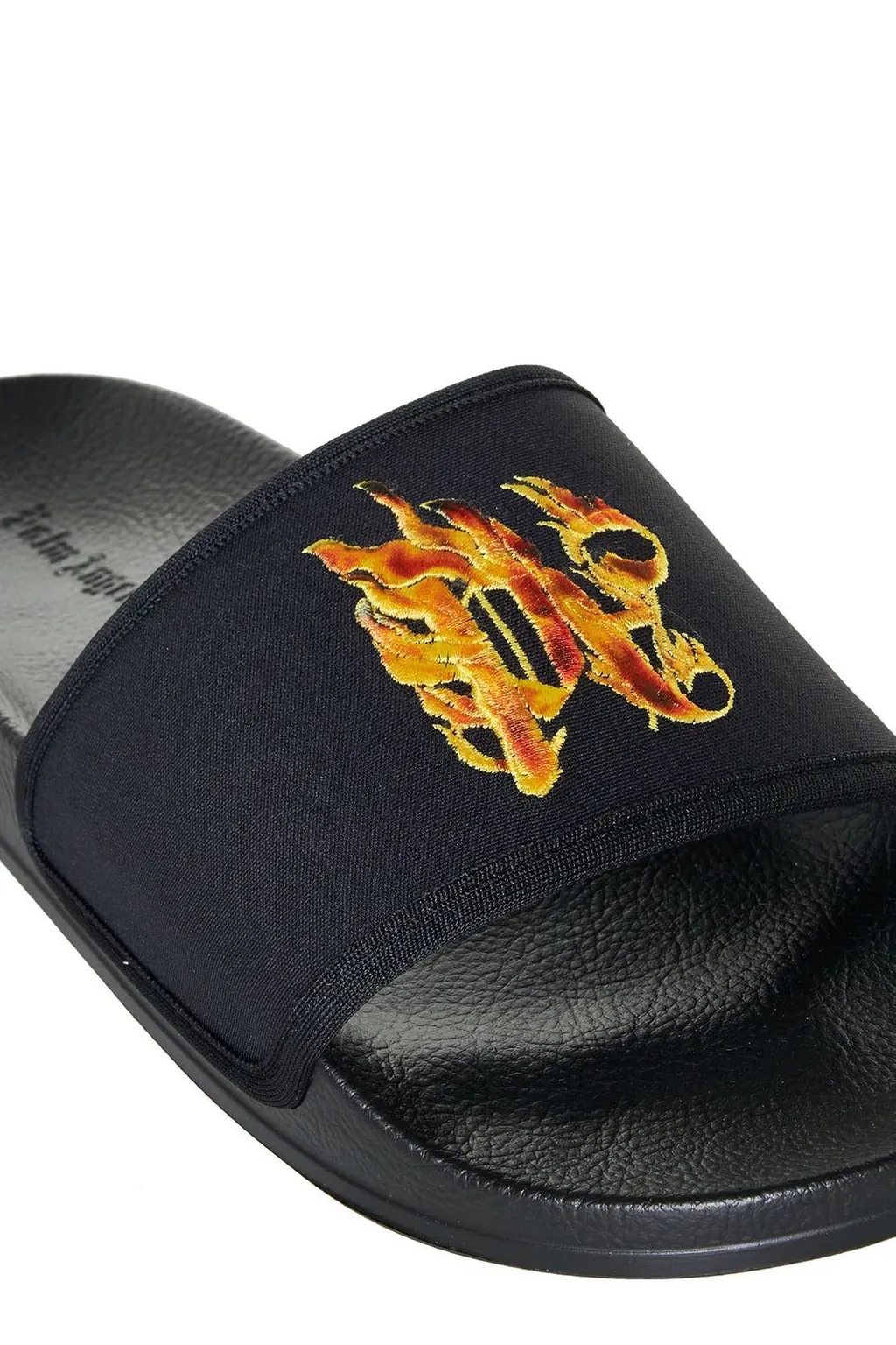 Palm Angels Flame Monogram Printed Round Toe Slides