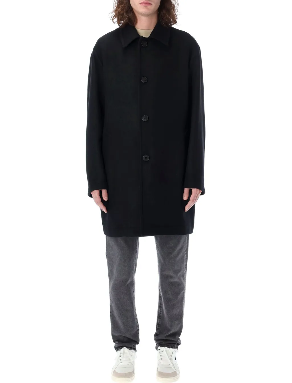 Palm Angels Logo-Printed Single Breasted Coat