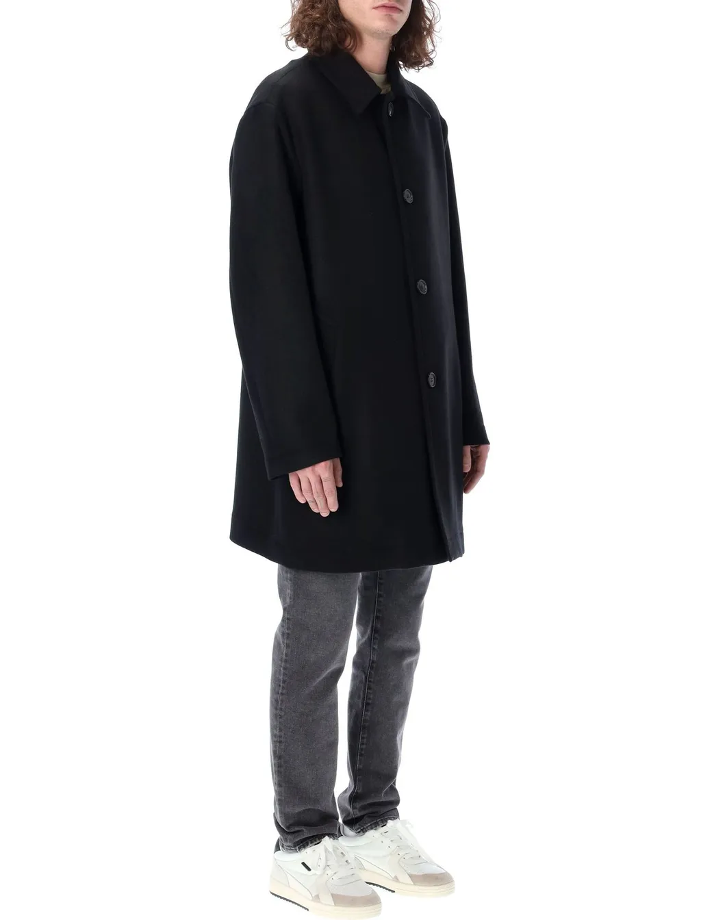 Palm Angels Logo-Printed Single Breasted Coat