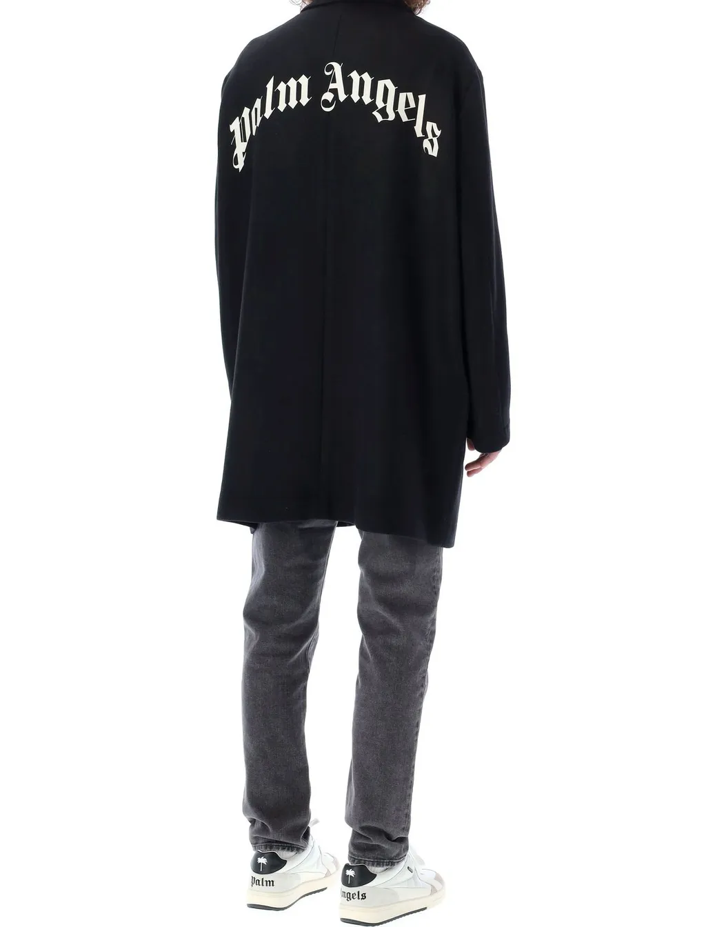 Palm Angels Logo-Printed Single Breasted Coat