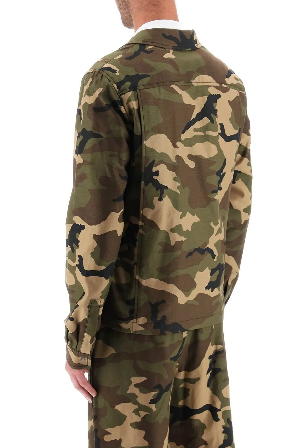 Palm Angels Camouflage Printed Cargo Jacket
