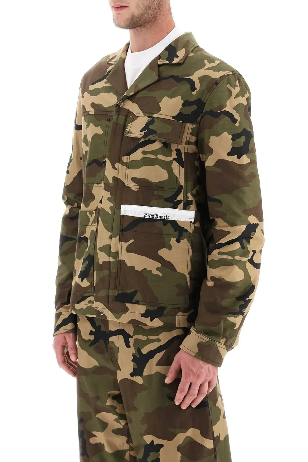 Palm Angels Camouflage Printed Cargo Jacket