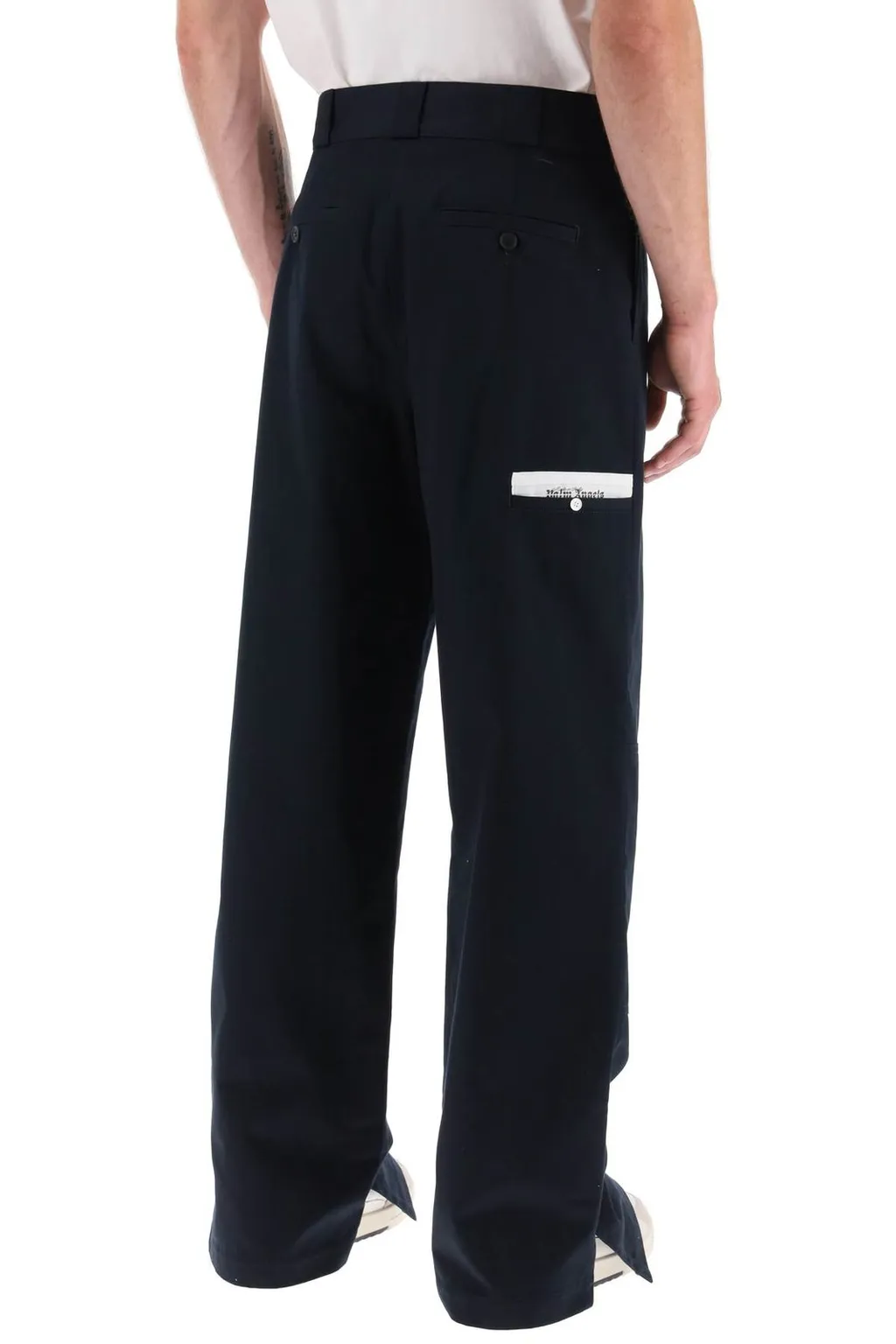 Palm Angels Logo Printed Wide-Leg Trousers