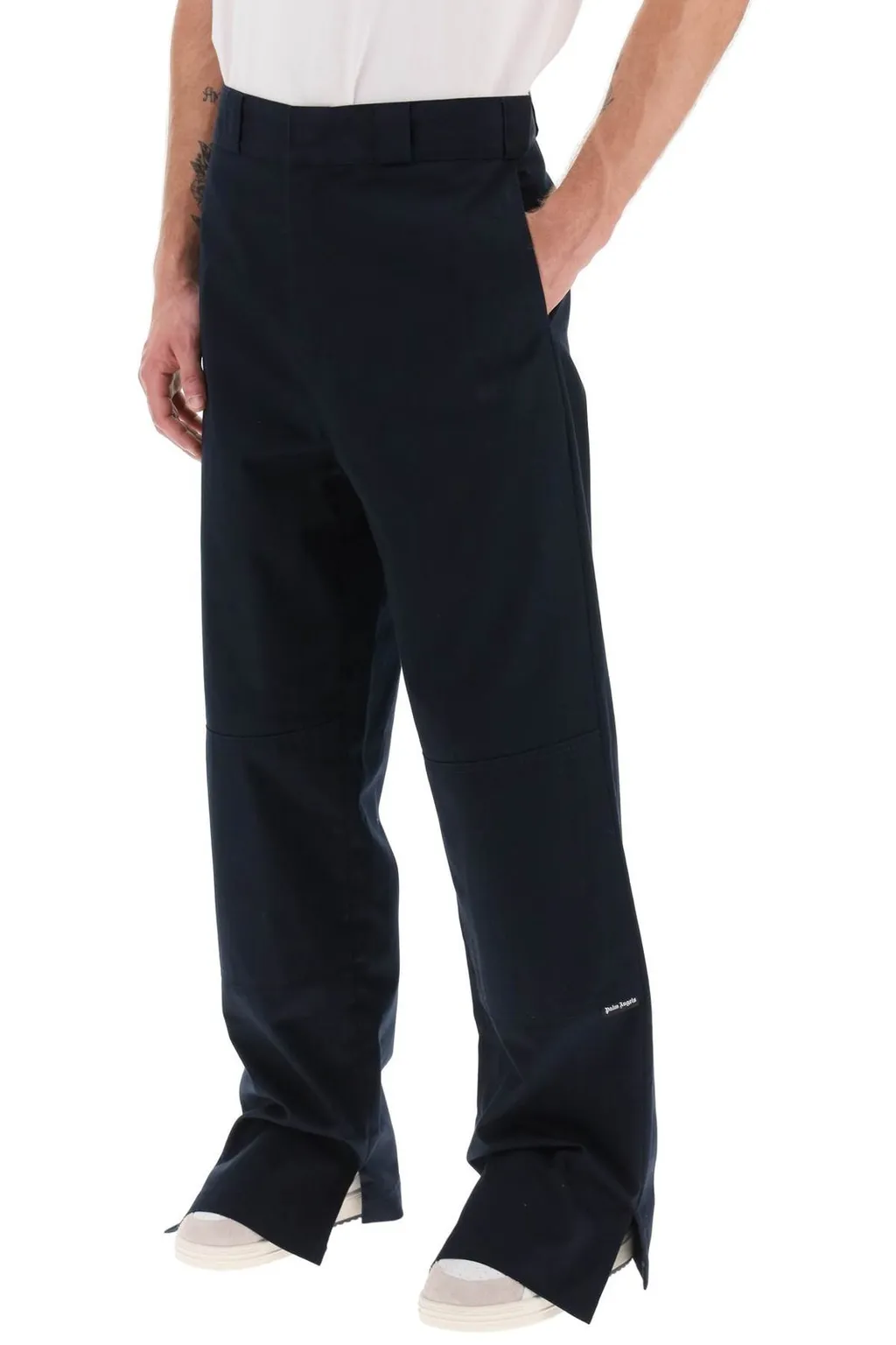 Palm Angels Logo Printed Wide-Leg Trousers