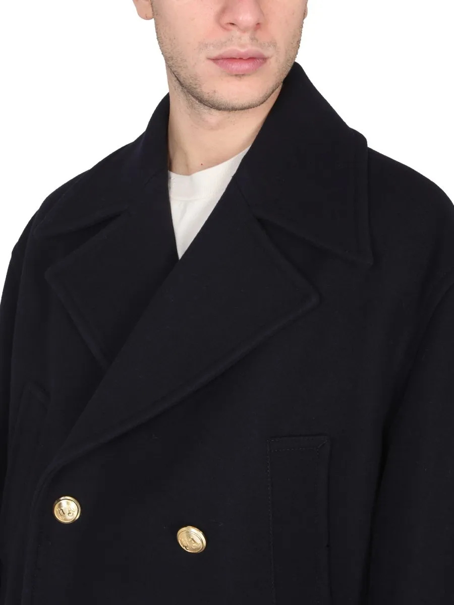 Palm Angels Palm Tree-Embroidered Double-Breasted Coat
