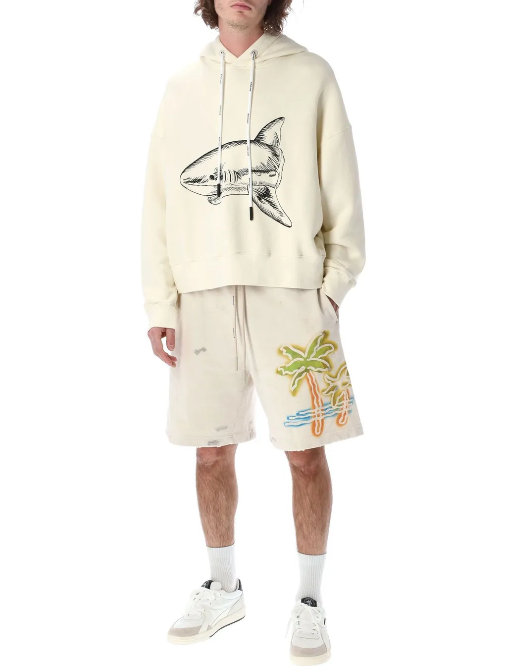 Palm Angels Slpit Shark Drawstring Hoodie