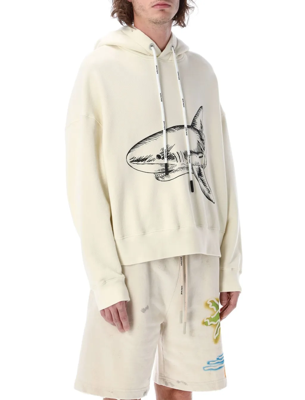 Palm Angels Slpit Shark Drawstring Hoodie