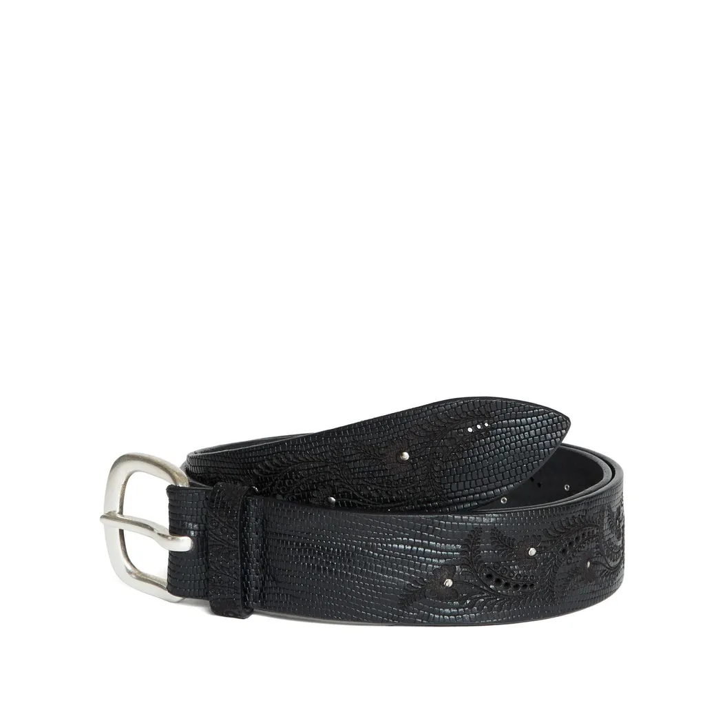 Orciani Lizard Embossed Leather Belt