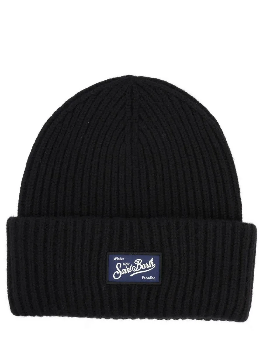 Mc2 Saint Barth Logo Patch Ribbed-Knit Beanie