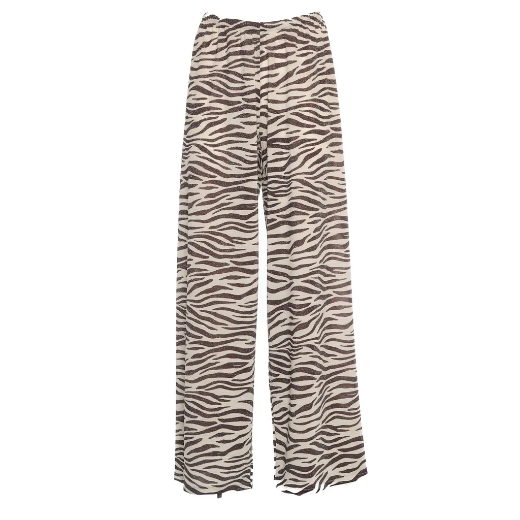Mc2 Saint Barth Amalia Zebra Lurex Wide-Leg Trousers