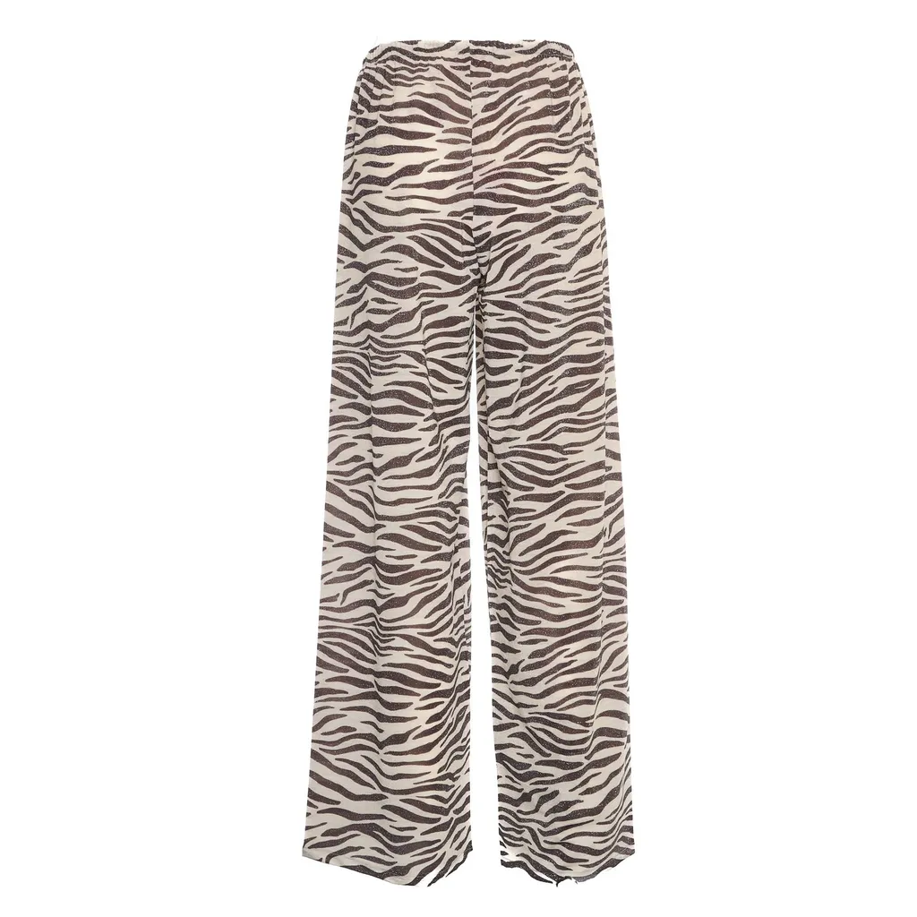 Mc2 Saint Barth Amalia Zebra Lurex Wide-Leg Trousers