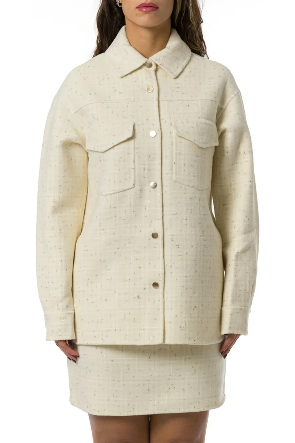 Mc2 Saint Barth Wooly Tweed Sequinned Chantel Jacket