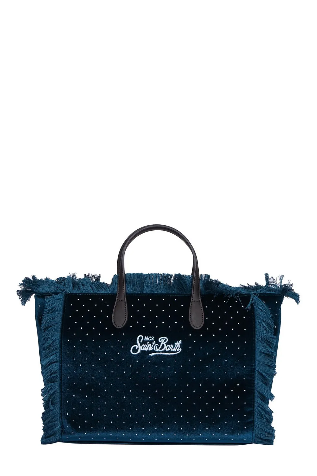 Mc2 Saint Barth Colette Embellished Fringed Velvet Tote Bag