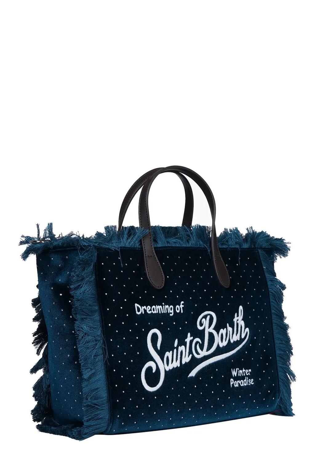 Mc2 Saint Barth Colette Embellished Fringed Velvet Tote Bag