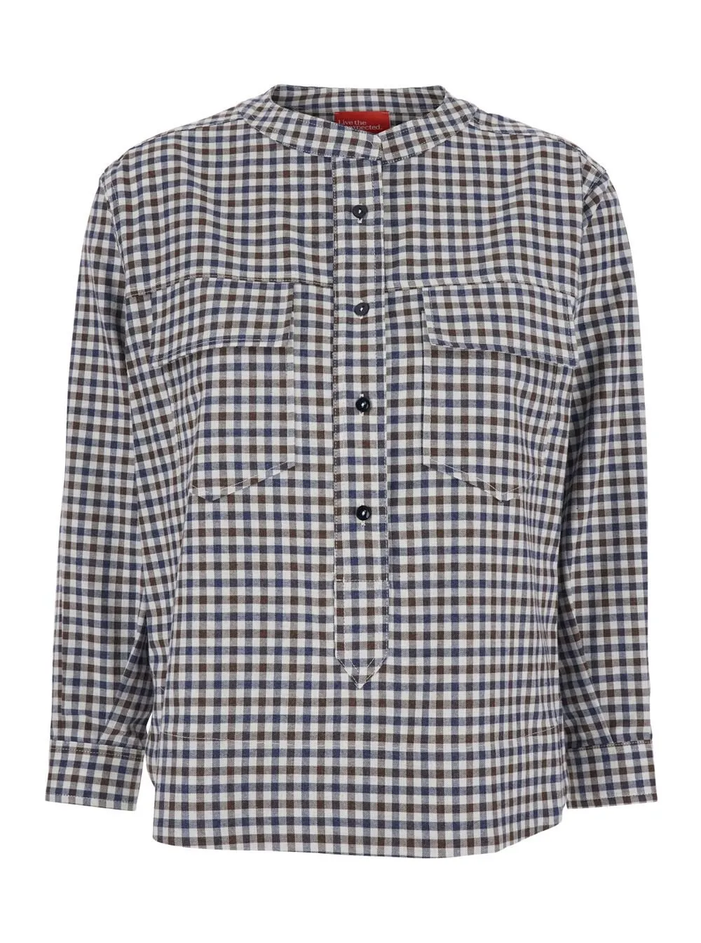 Merci Check Motif Crewneck Shirt