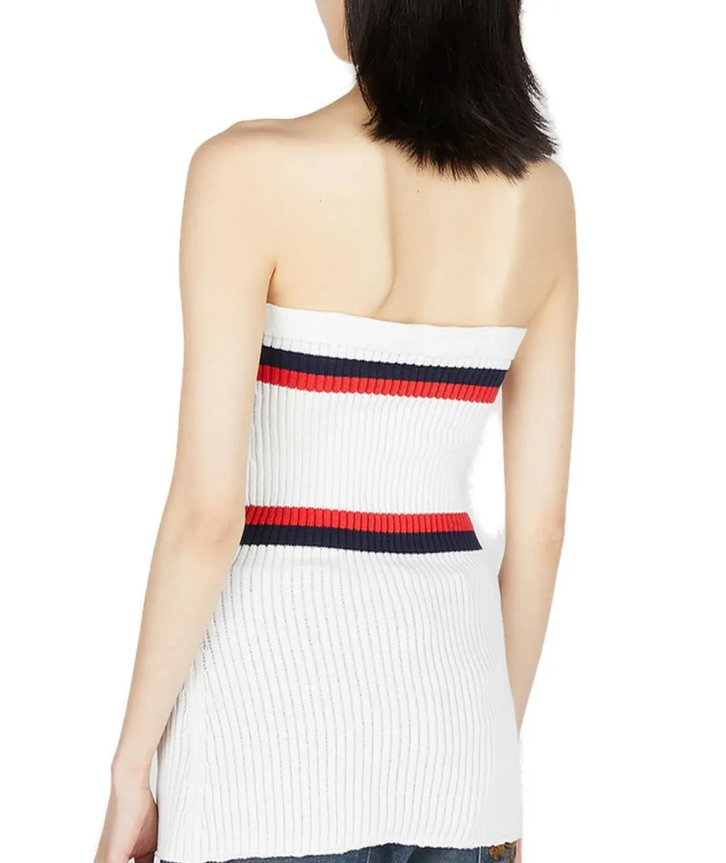 Meryll Rogge Ribbed Stripe-Detail Bustier Top