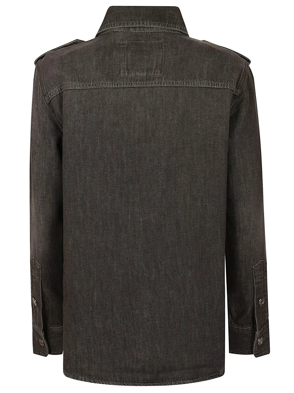Michael Kors Buttoned Curved Hem Denim Shirt