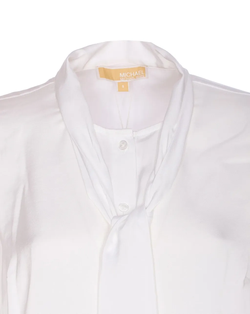 Michael Michael Kors Satin Fringed Tie-Neck Blouse