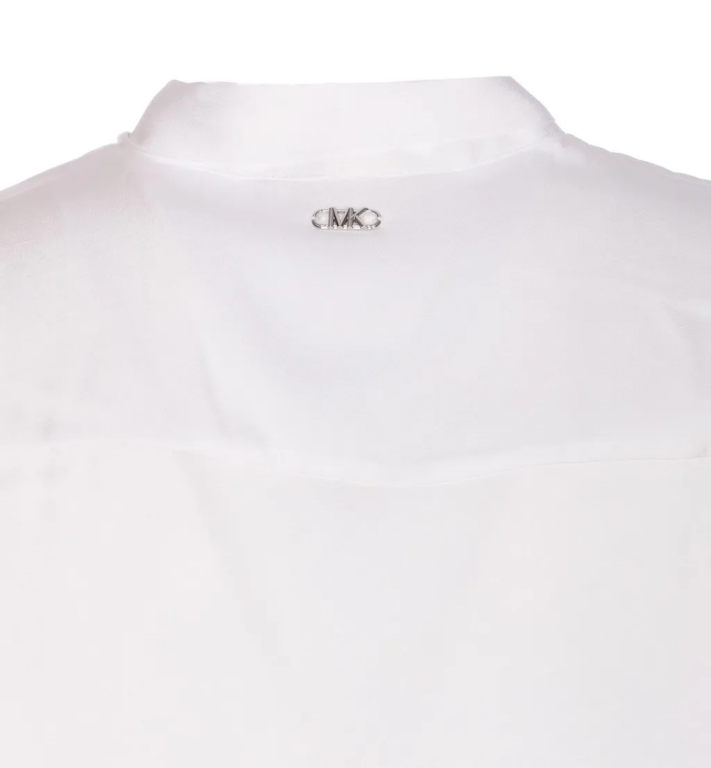 Michael Michael Kors Satin Fringed Tie-Neck Blouse