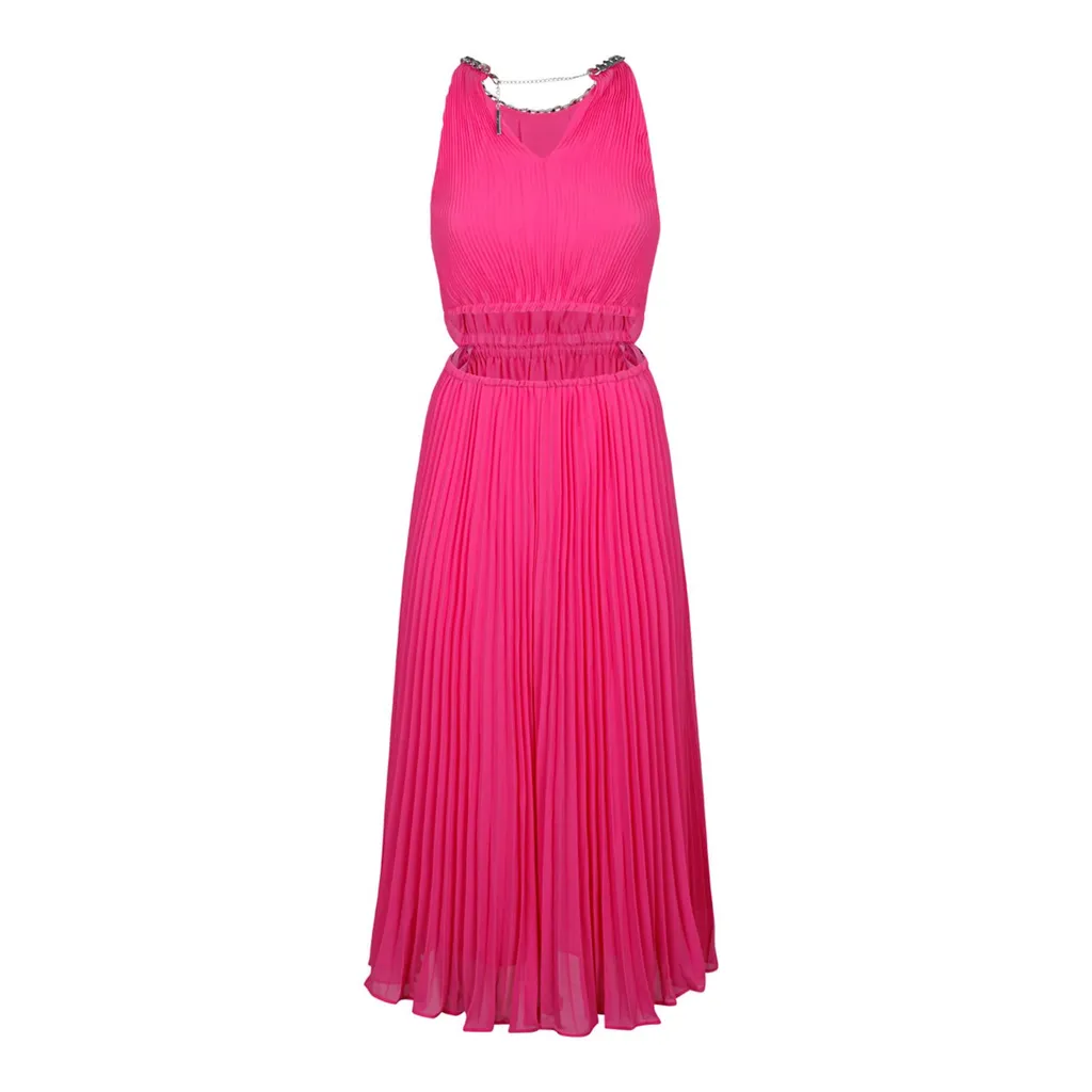 Michael Michael Kors Cut-Out Sleeveless Pleated Midi Dress