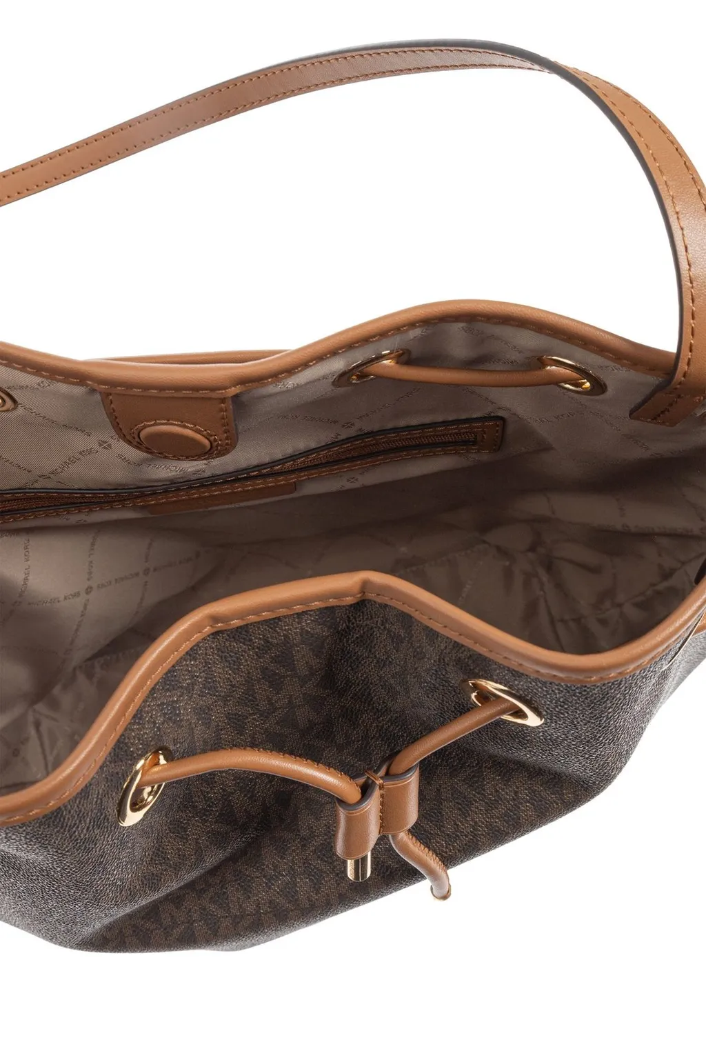 Michael Michael Kors Logo Plaque Drawstring Shoulder Bag