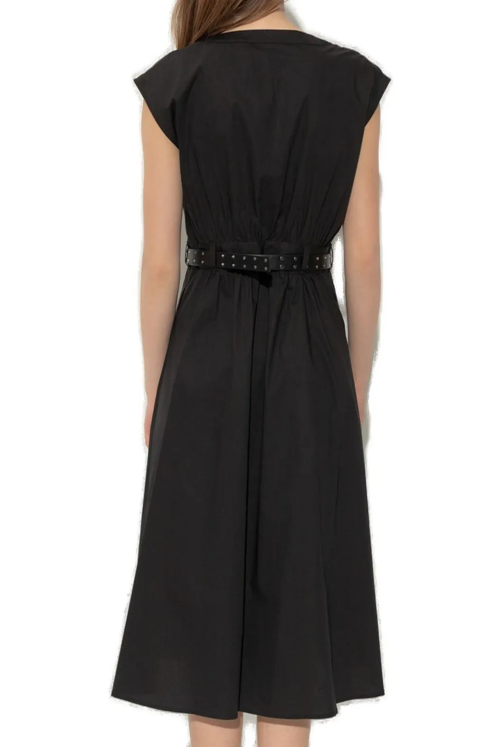Michael Michael Kors Stretched Poplin Belted Midi Dress