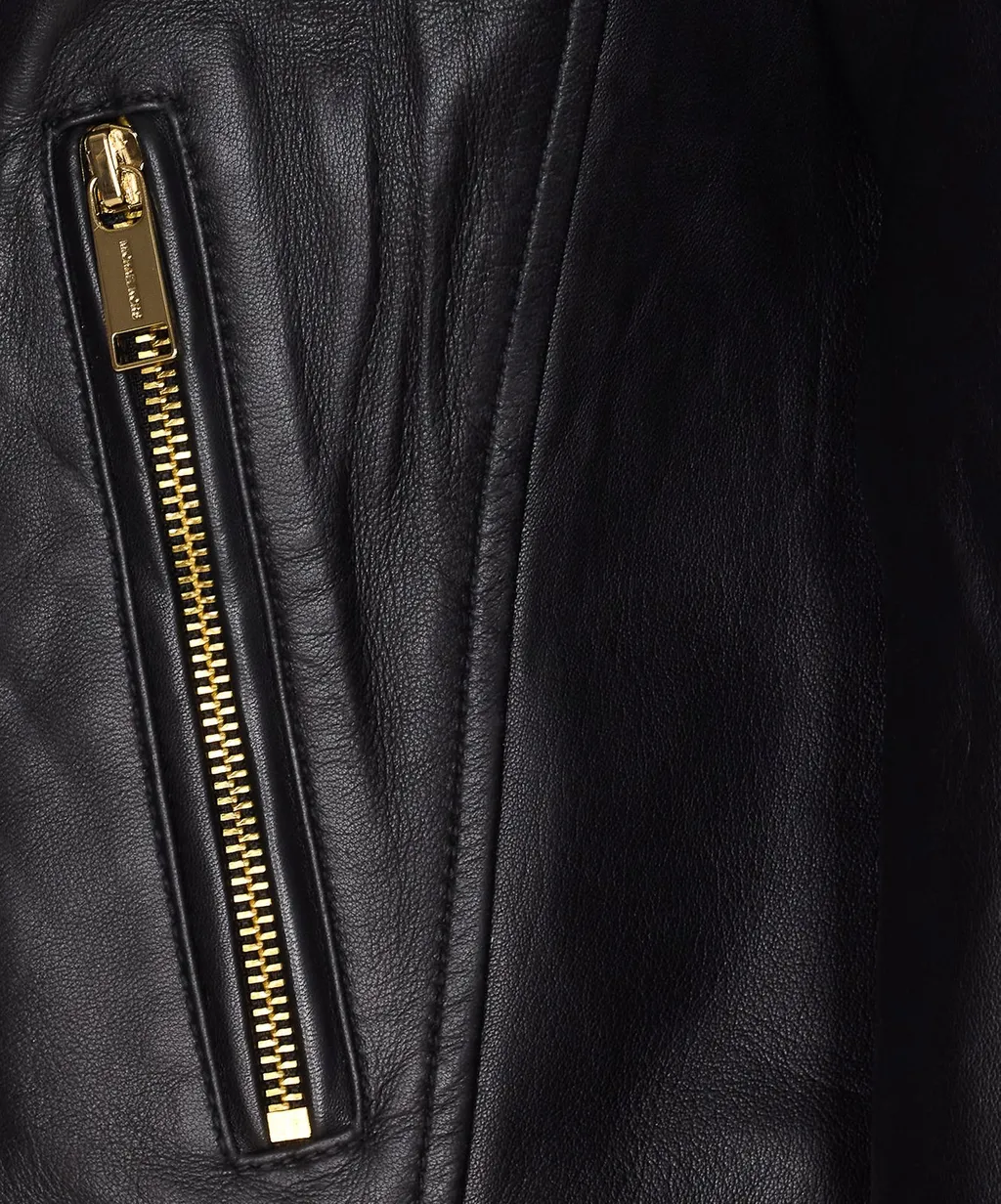 Michael Michael Kors Leather Zip-Detail Moto Jacket
