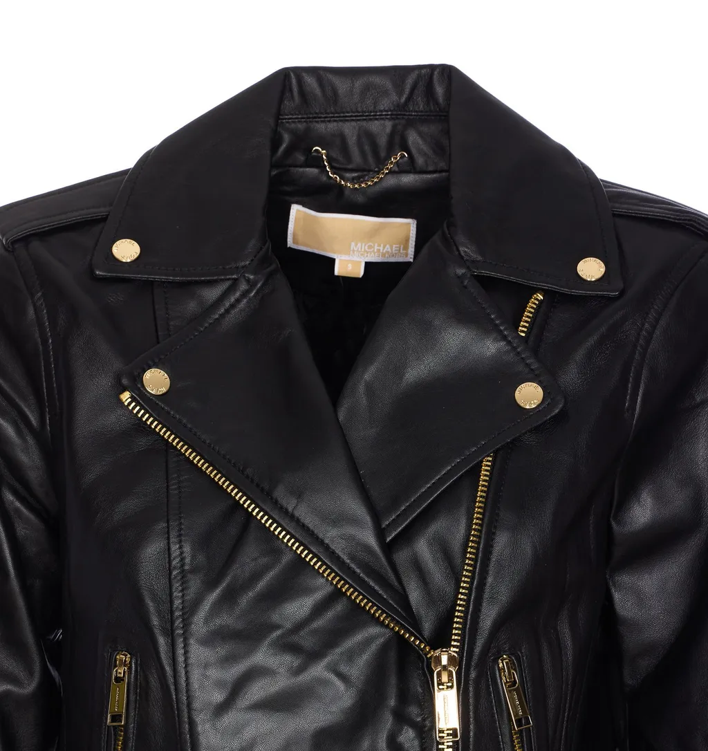 Michael Michael Kors Leather Zip-Detail Moto Jacket