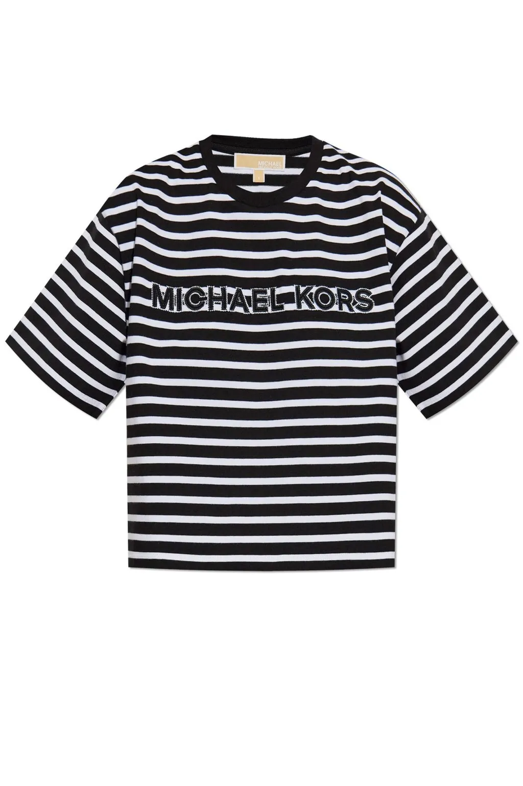 Michael Michael Kors Striped Logo Cropped T-Shirt