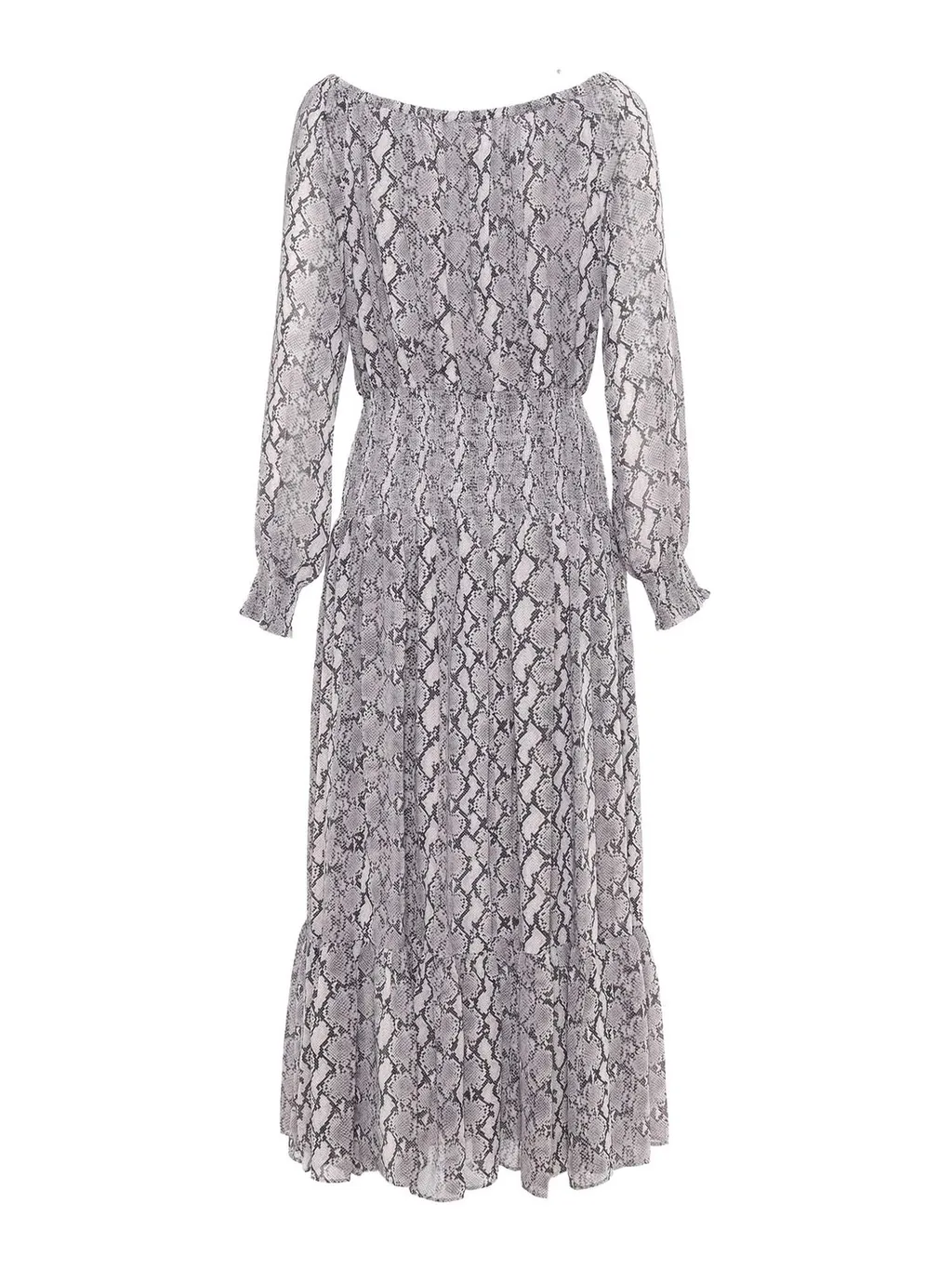Michael Michael Kors Embossed Georgette Smocked Maxi Dress