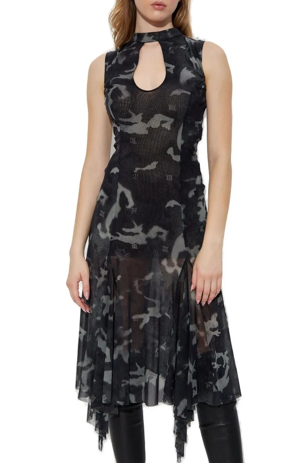 Misbhv Camo Mesh Midi Dress