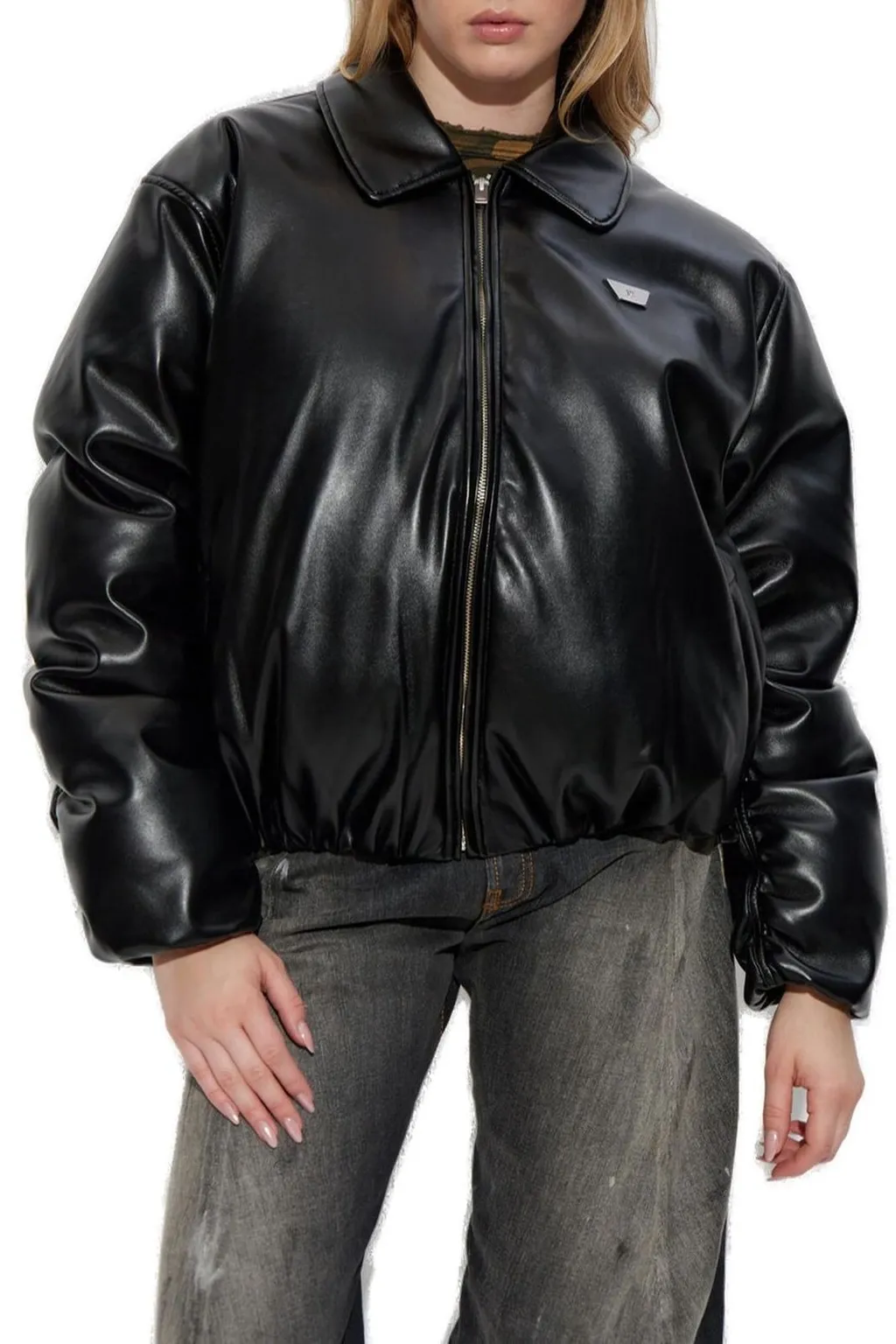 Misbhv Faux Leather Puffer Bomber Jacket
