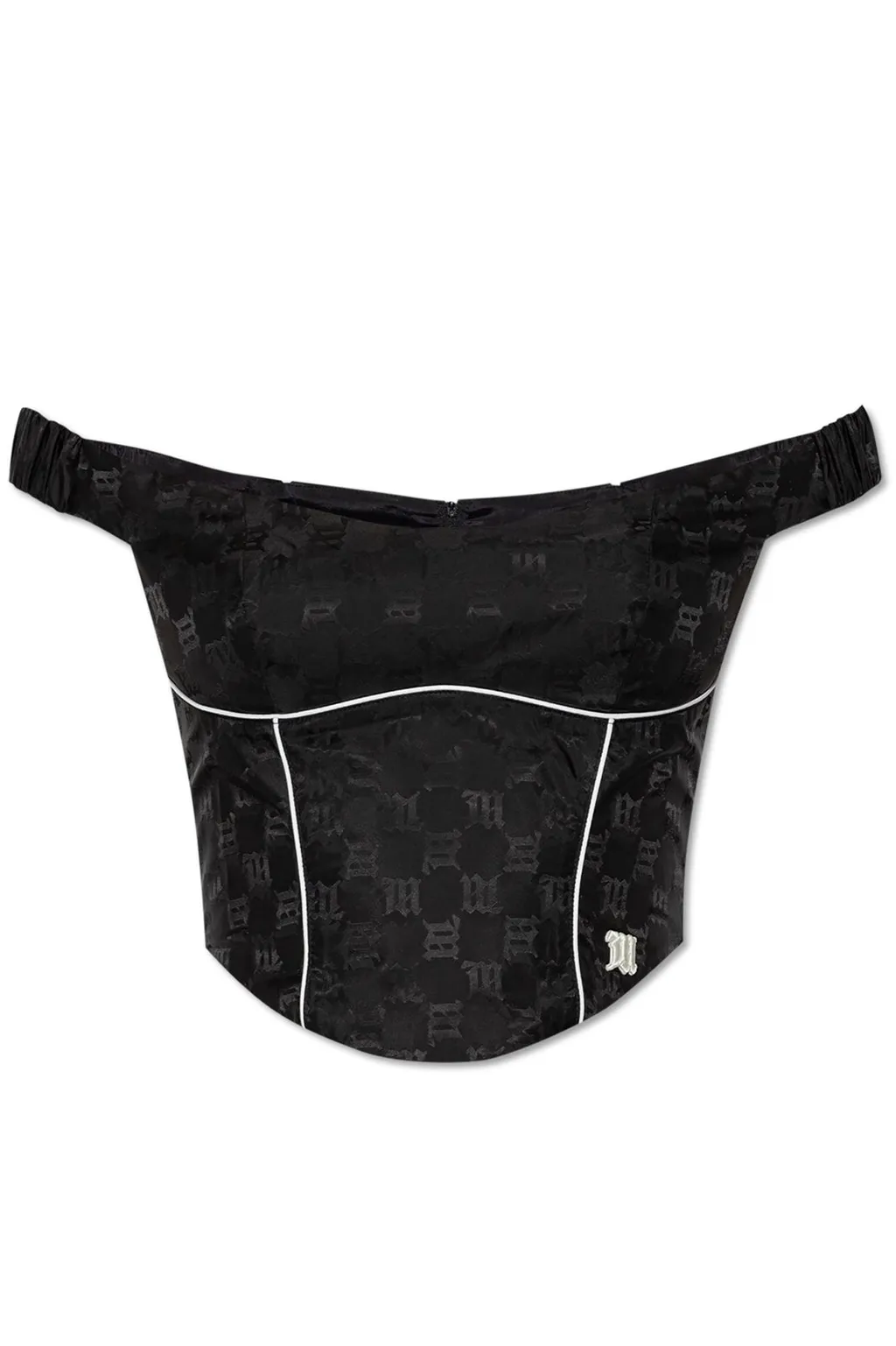Misbhv Monogram Printed Off-Shoulder Cropped Top