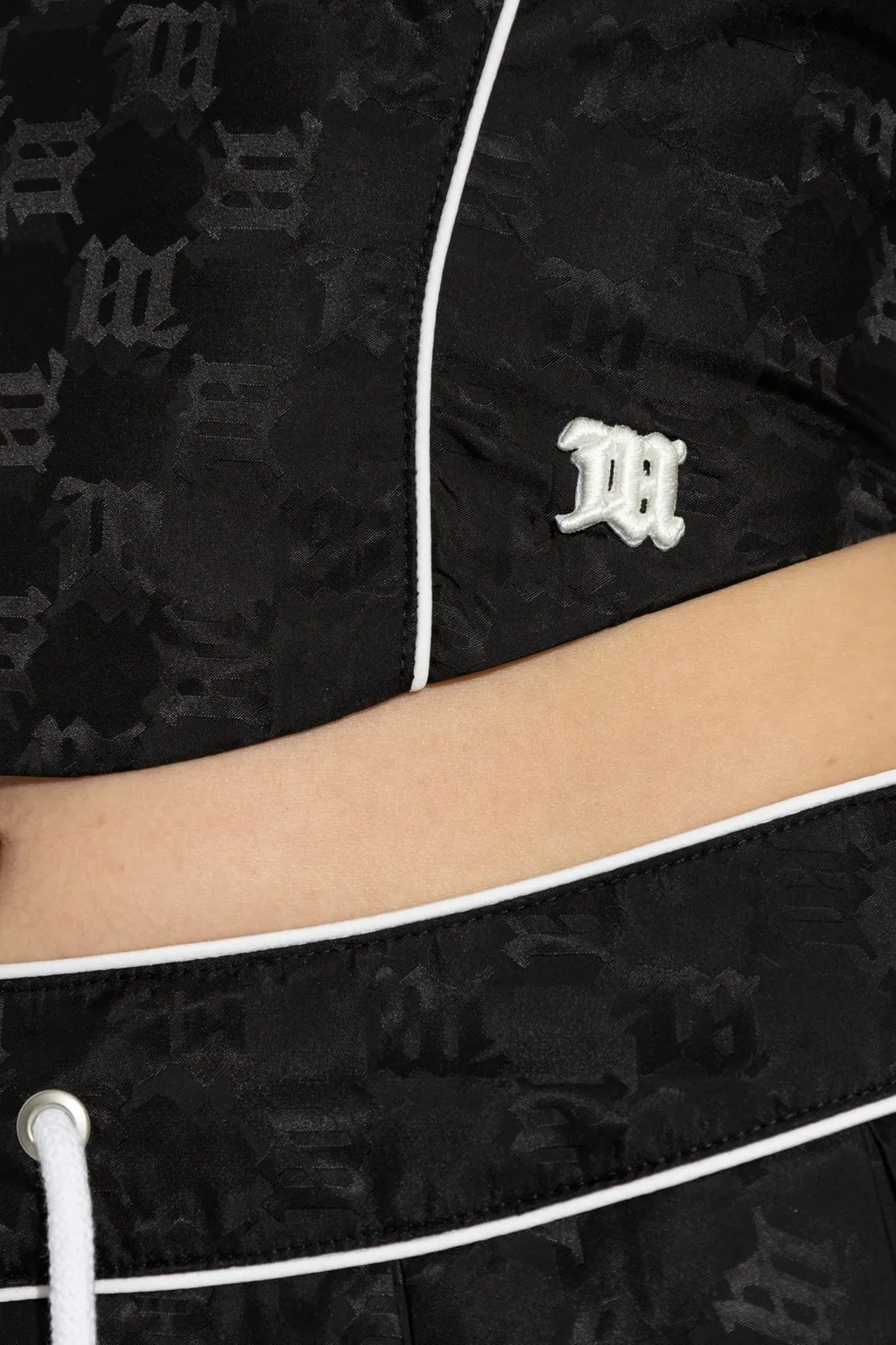 Misbhv Monogram Printed Off-Shoulder Cropped Top