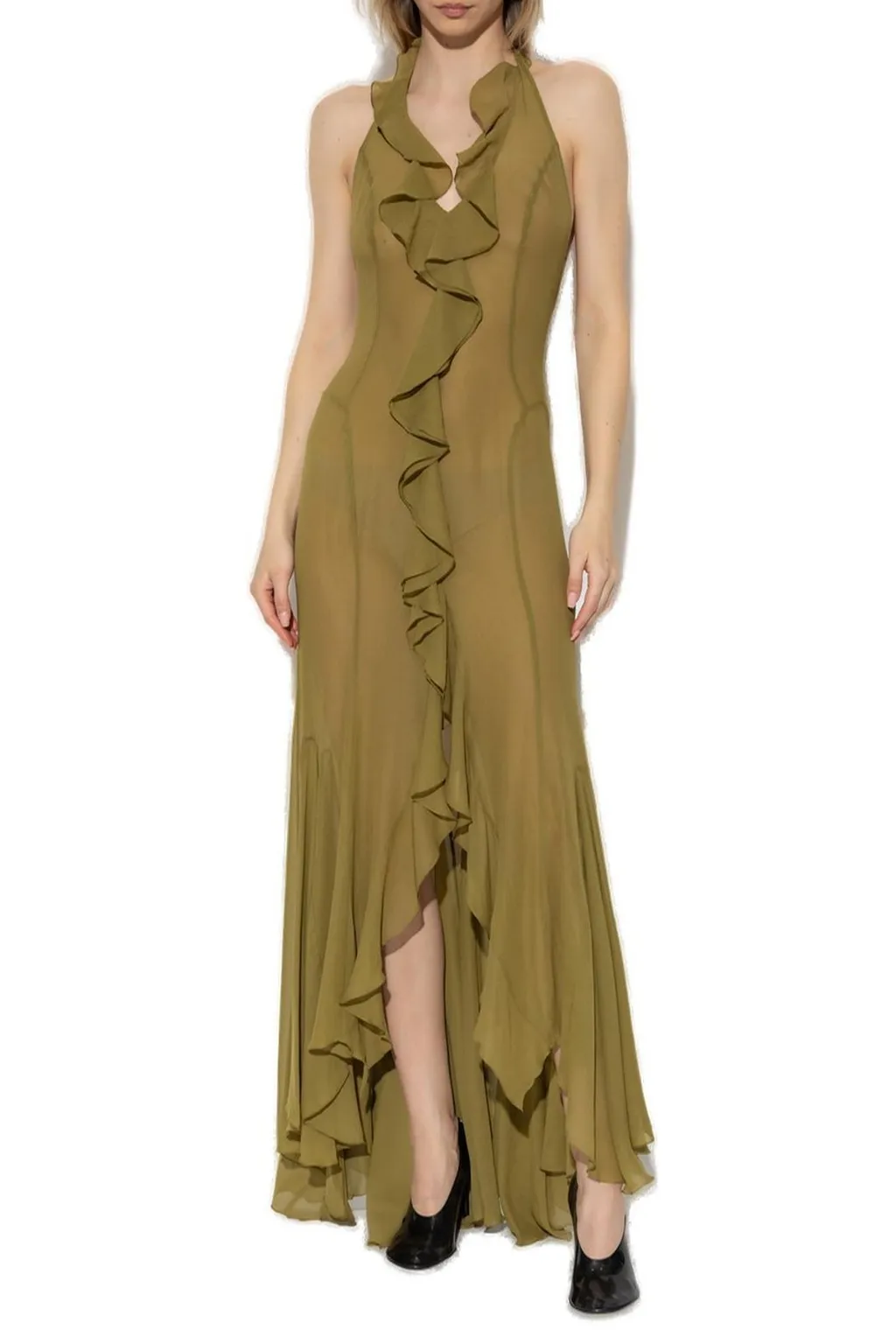 Misbhv Ruffled Halterneck Open-Back Dress