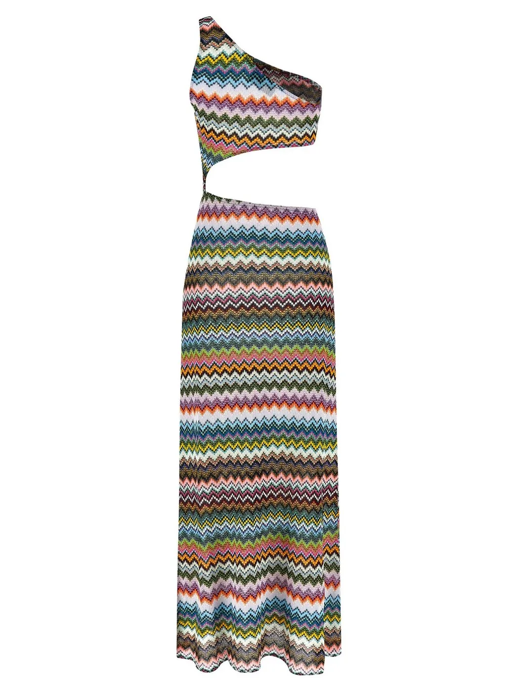 Missoni One-Shoulder Pixel-Effect Zigzag Swimwear Cover-Up