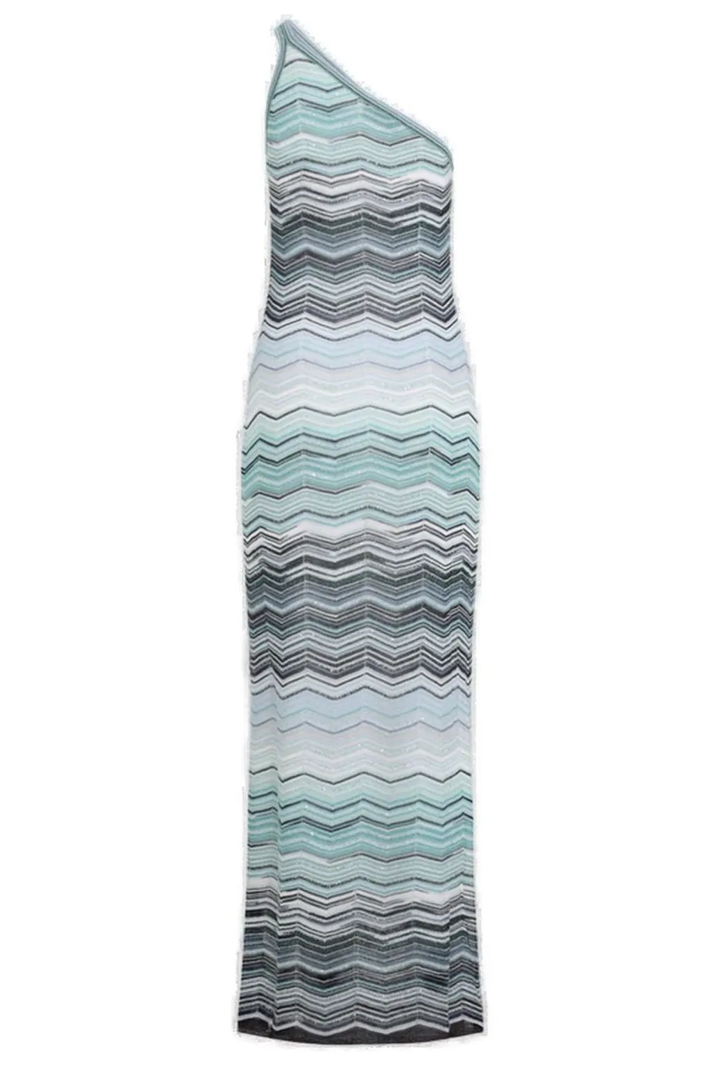 Missoni Chevron Pattern Long One-Shoulder Dress