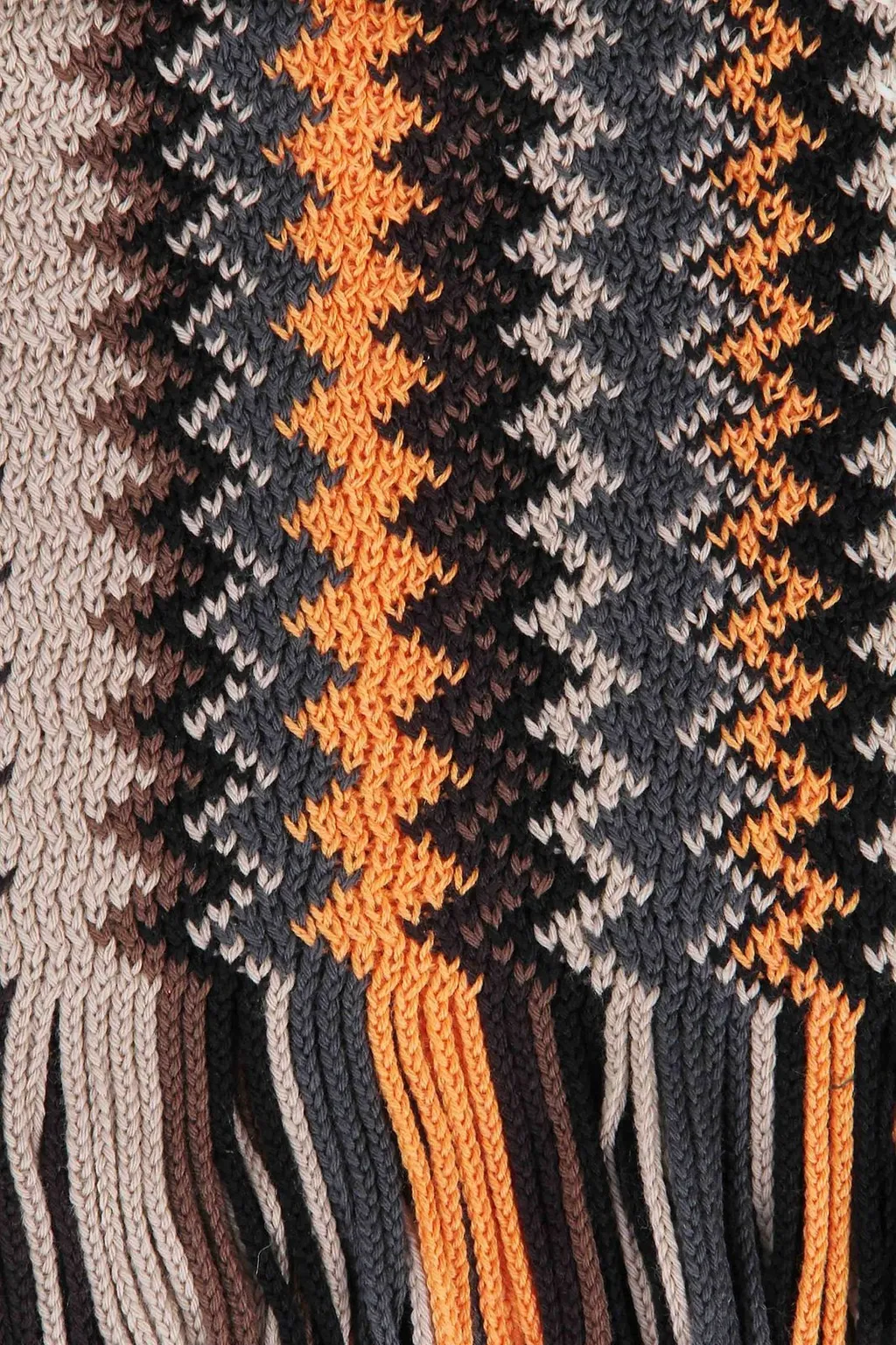 Missoni Zigzag-Pattern Fringed Knitted Scarf