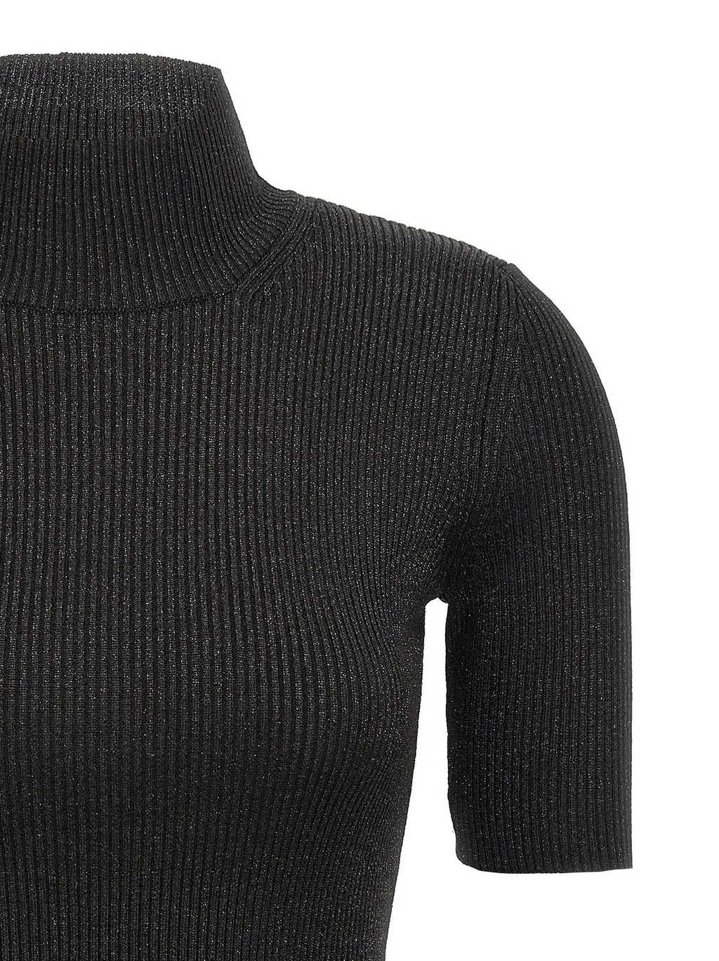 Missoni Roll Neck Ribbed-Knit Metallic Top