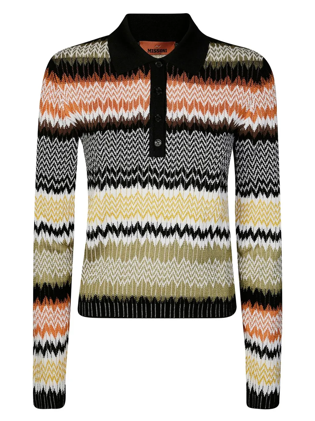 Missoni Long-Sleeved Zigzag Patterned Polo Shirt