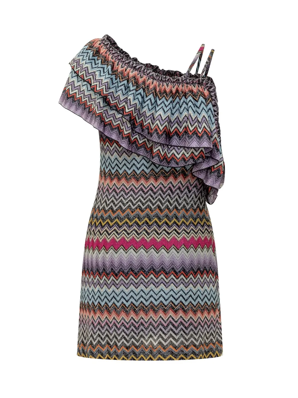 Missoni Zigzag Patterned One Sleeved Dress
