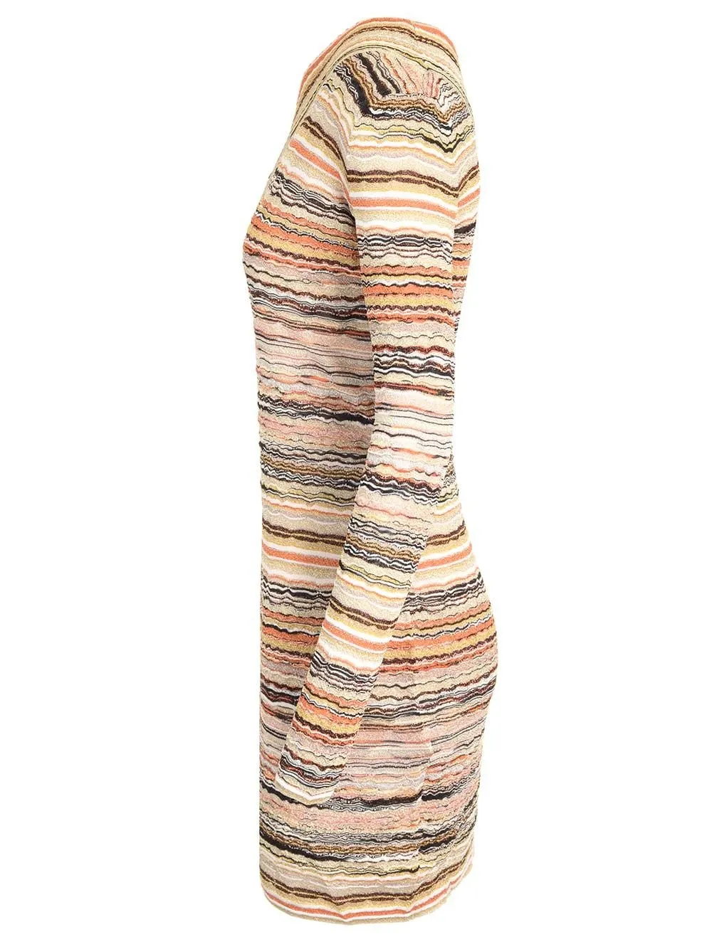 Missoni Lamé Embossed Wave Motif One-Shoulder Mini-Dress