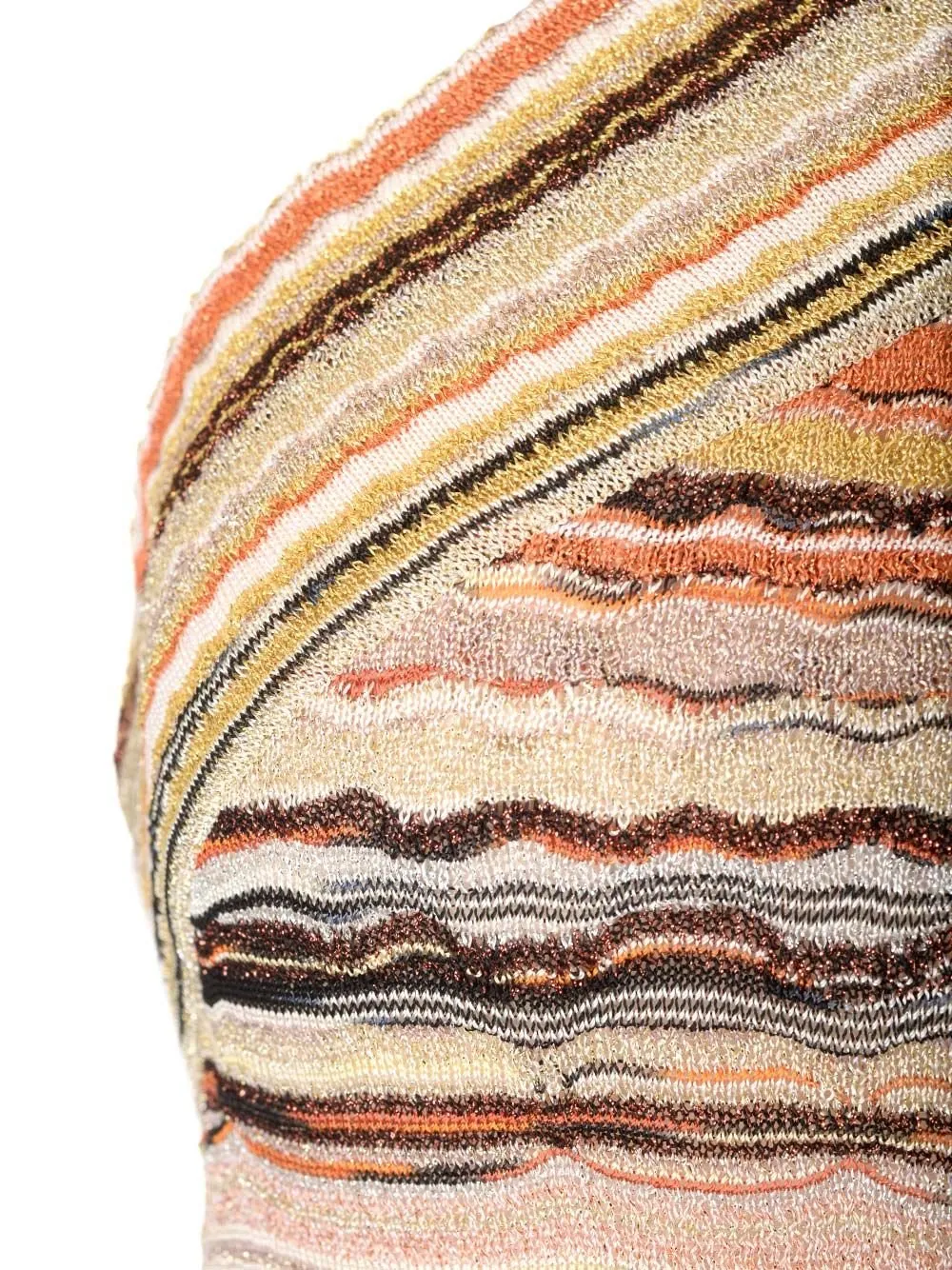Missoni Lamé Embossed Wave Motif One-Shoulder Mini-Dress