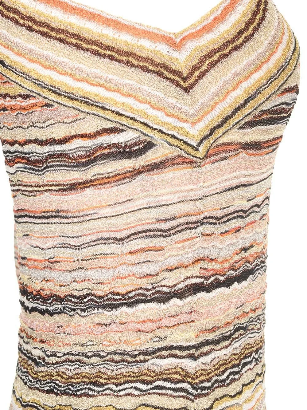 Missoni Lamé Embossed Wave Motif One-Shoulder Mini-Dress