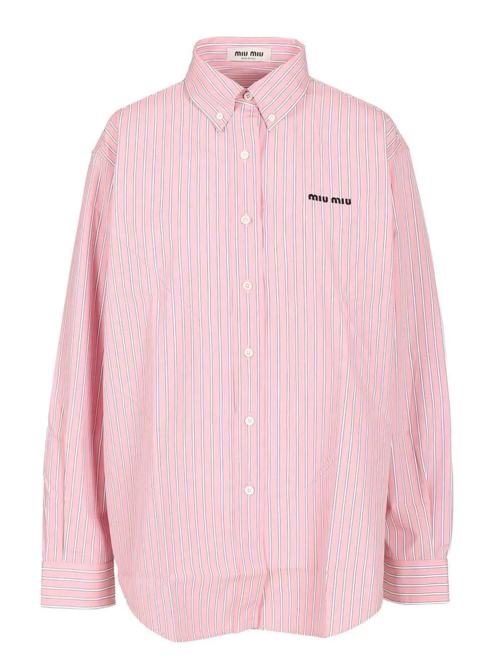 Miu Miu Logo-Embroidered Striped Shirt