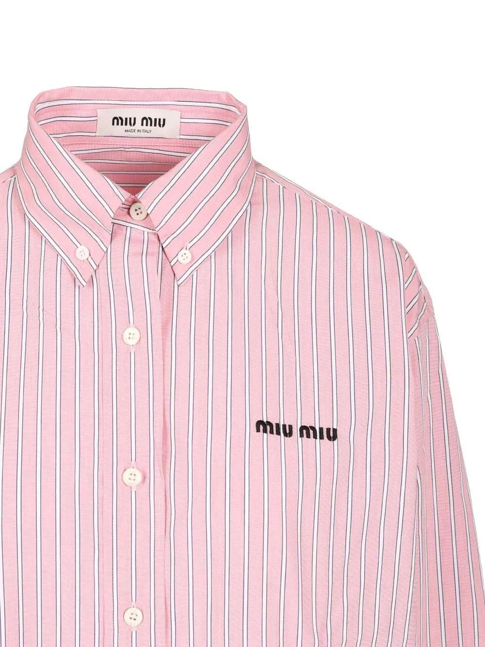 Miu Miu Logo-Embroidered Striped Shirt
