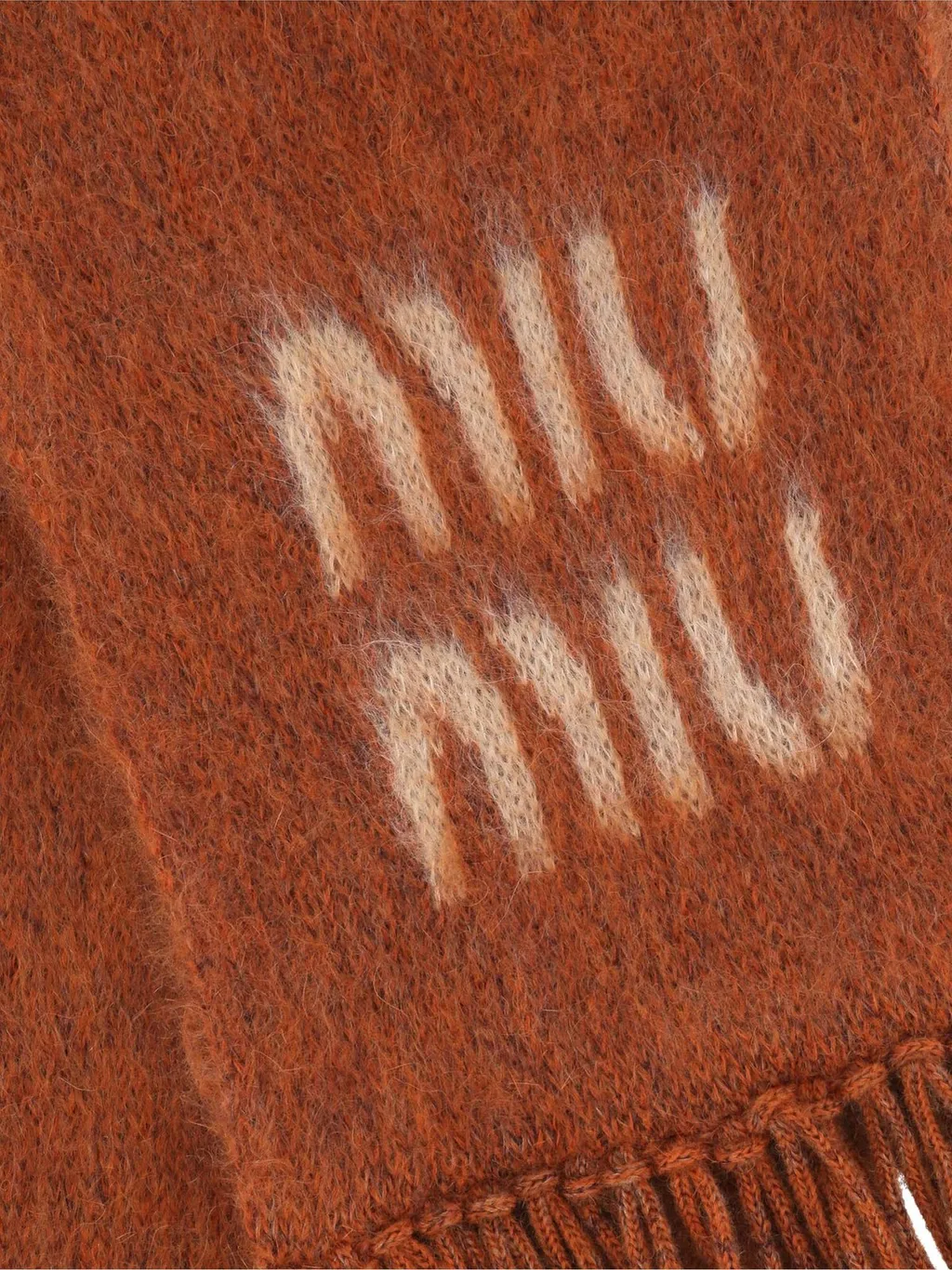 Miu Miu Logo-Detailed Fringed Scarf