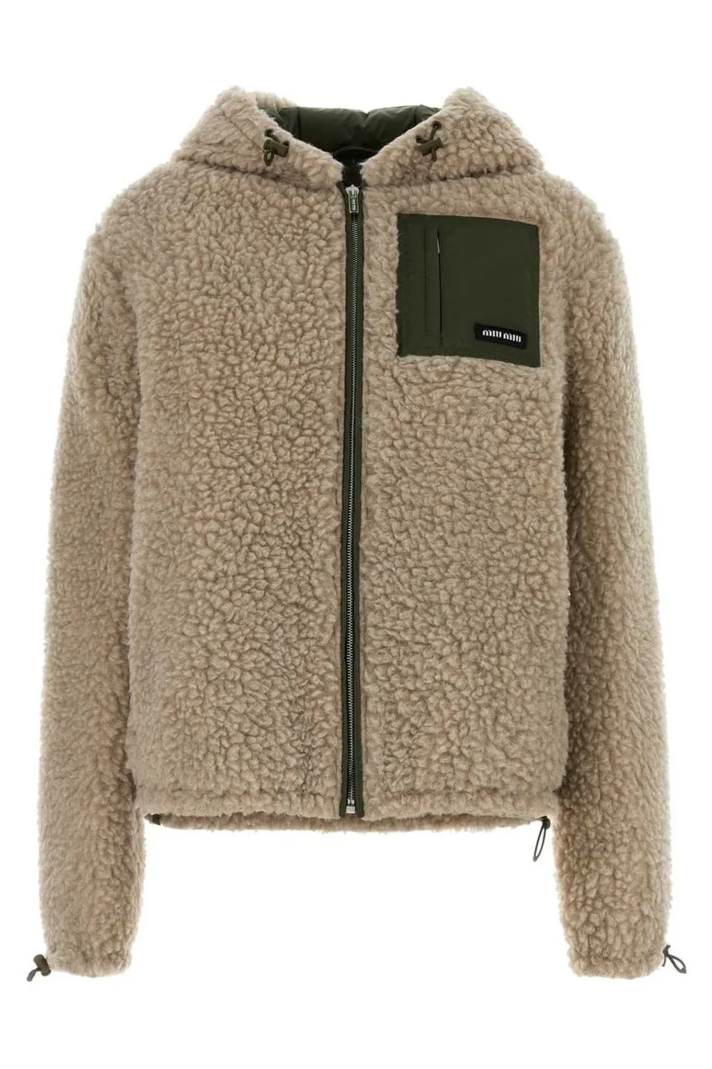 Miu Miu Logo-Patch Zipped Hooded Jacket