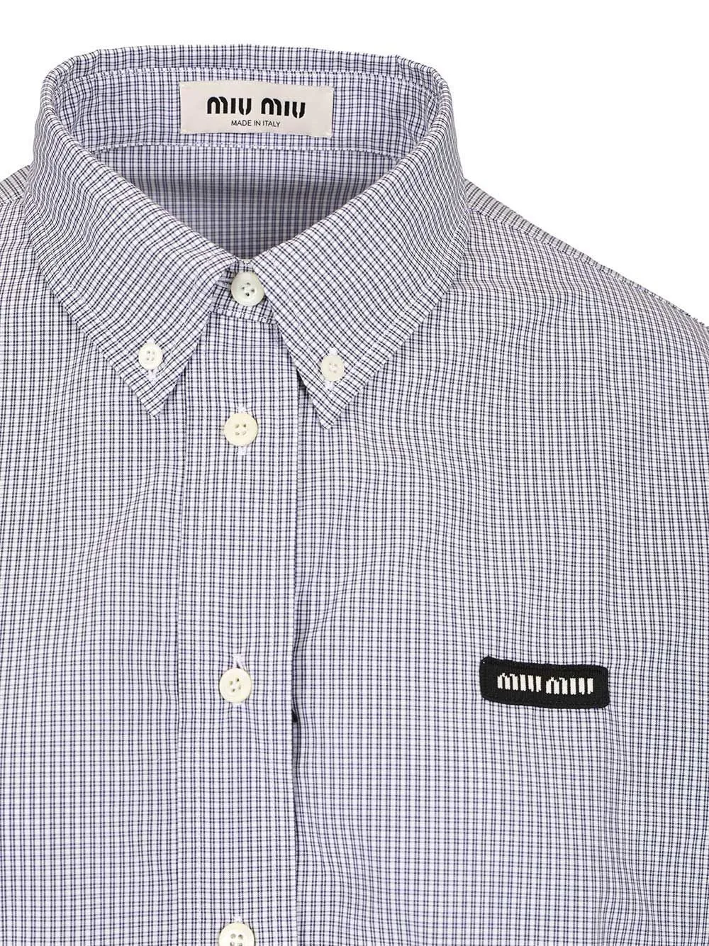 Miu Miu Checked Poplin Cropped Shirt